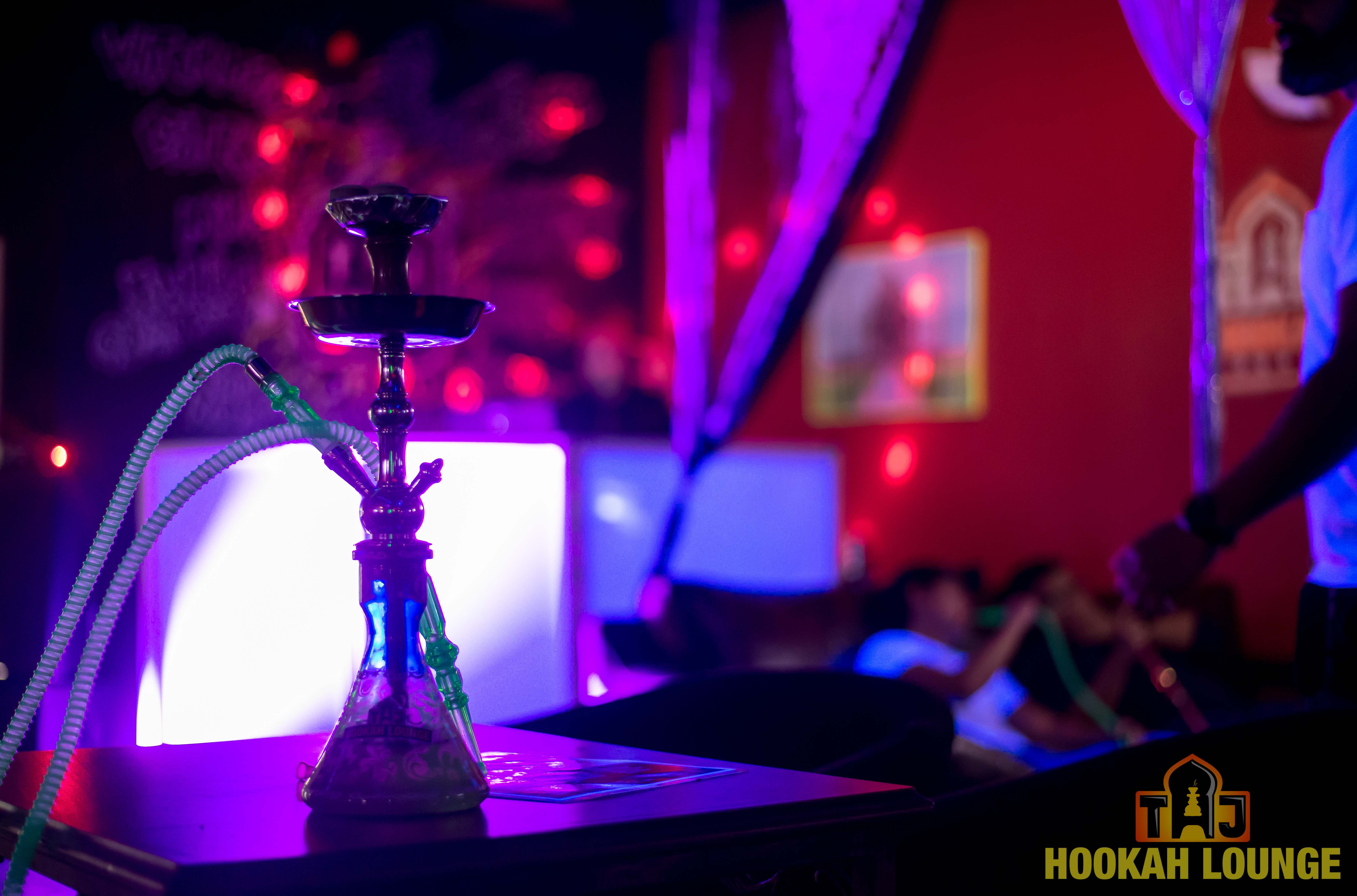 Atmospheric hookah with vibrant lighting