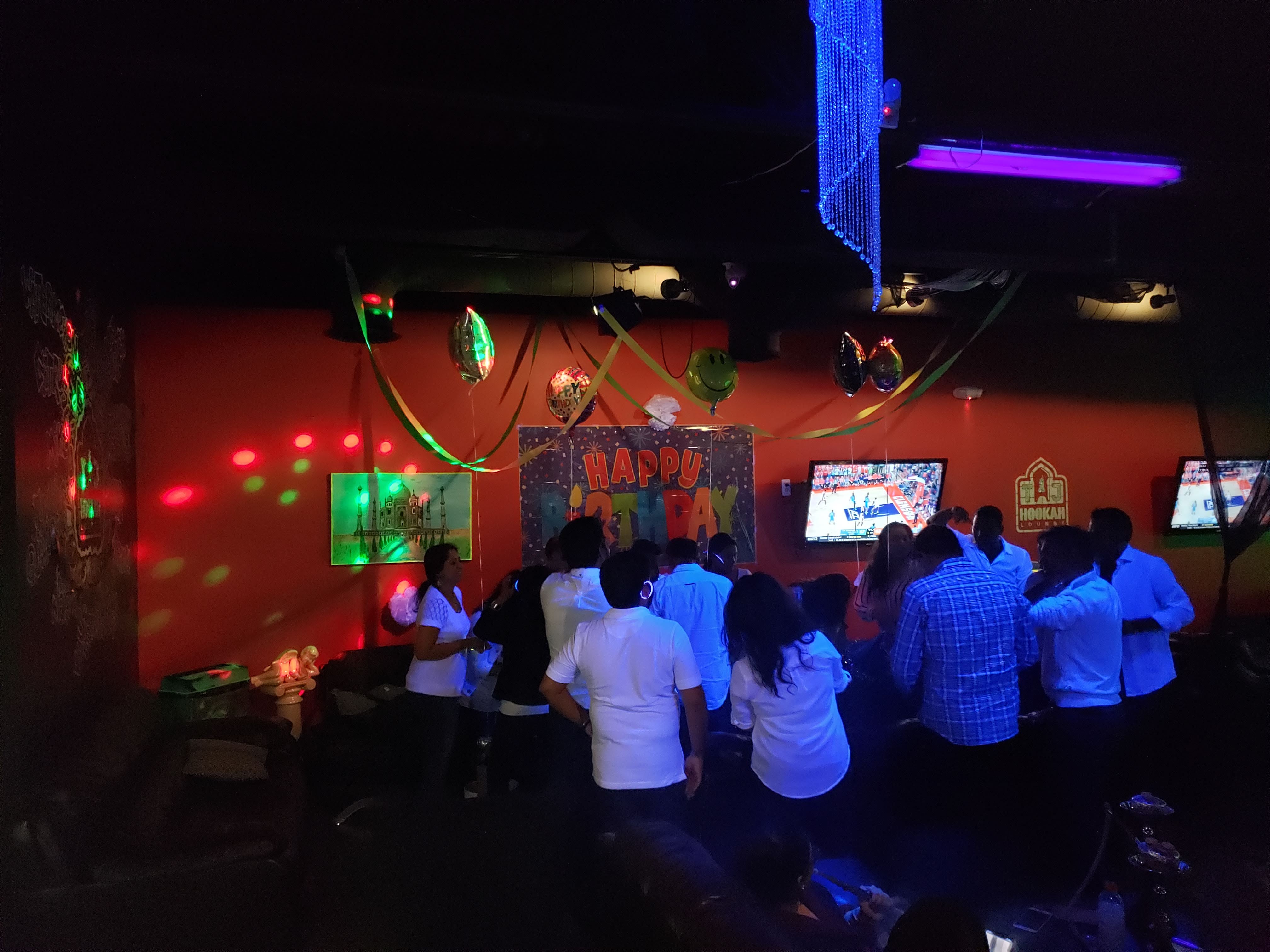 Vibrant lounge atmosphere with customers